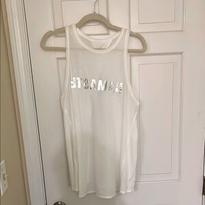 Lu Lu lemon White Tank Top with Silver Logo